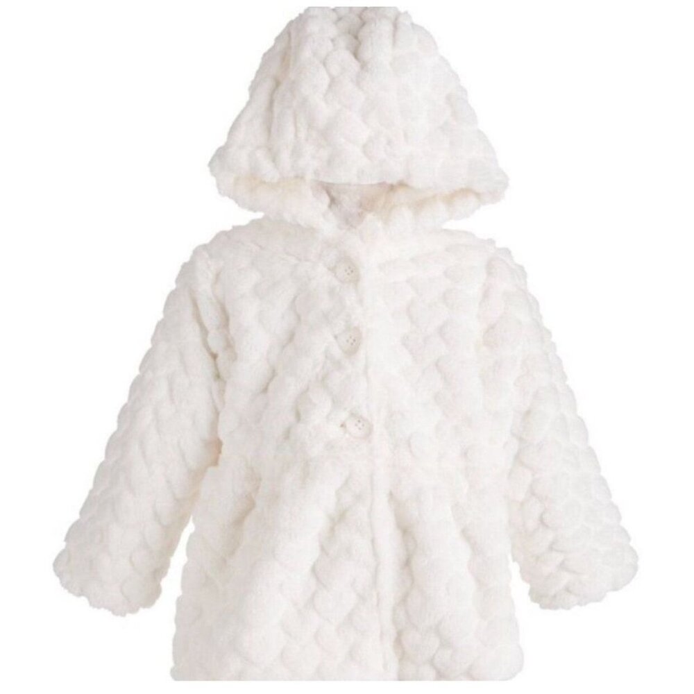NWT First Impressions Baby Girl White Faux Fur Coat Size 3-6M NEW